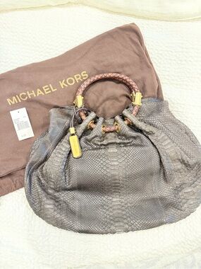 Rare Michael Kors Skorpios Genuine Python Bag with Braided Ring Handles